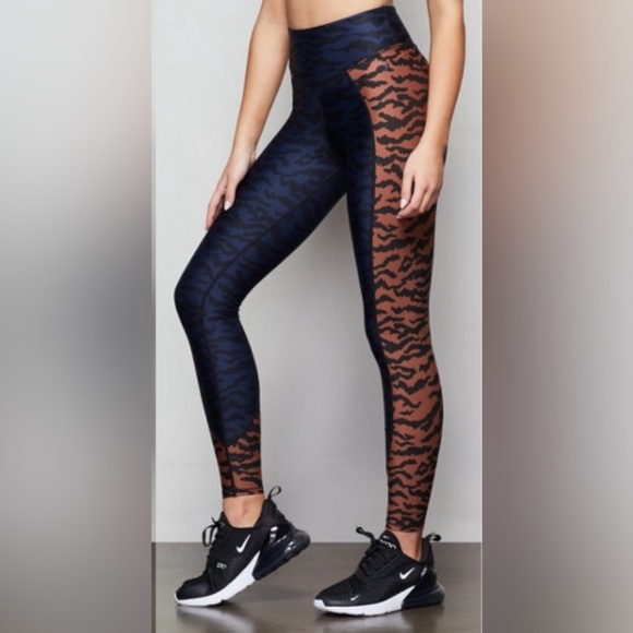 GOOD AMERICAN oasis animal print leopard blue black brown leggings - Picture 1 of 13